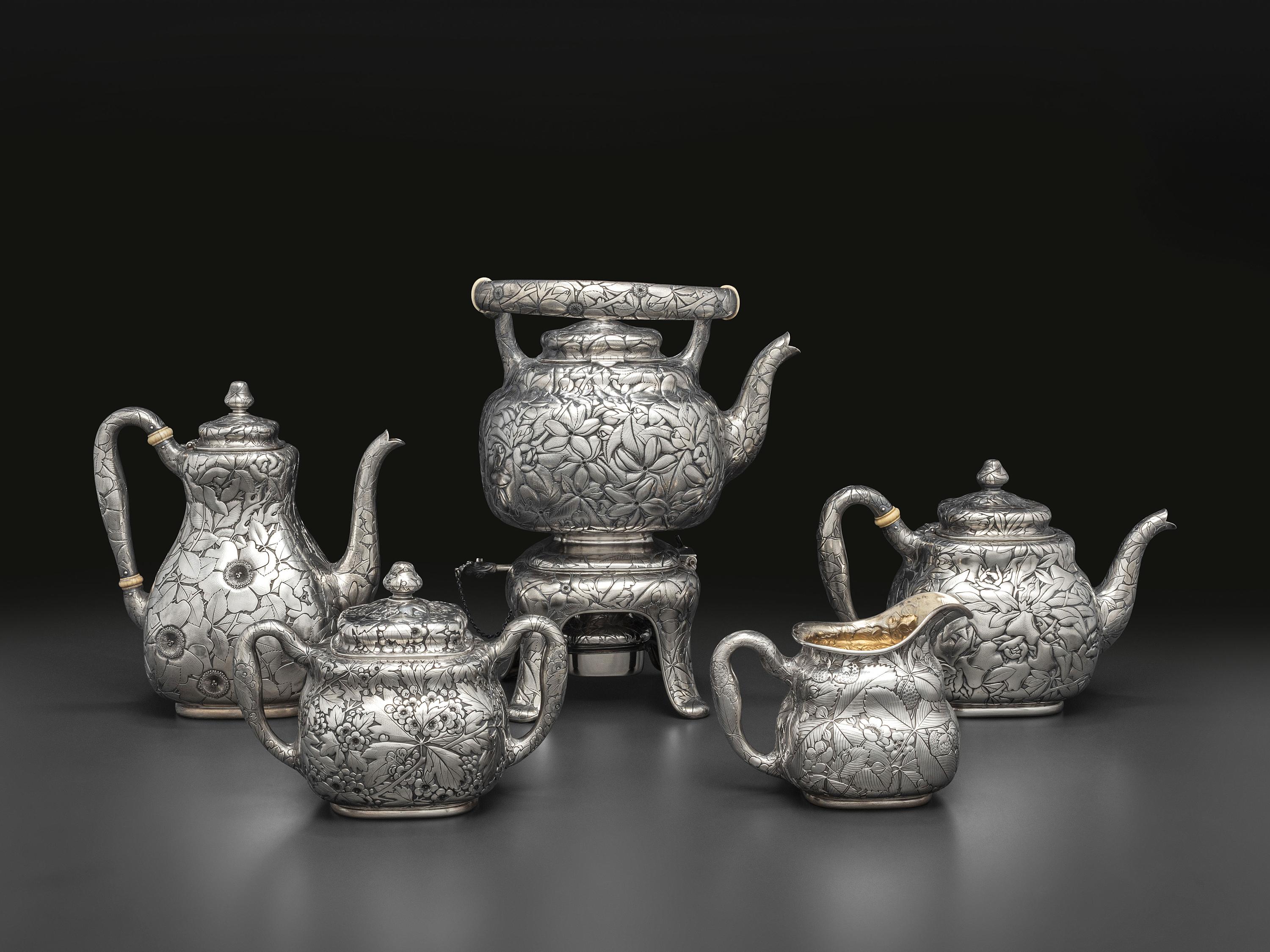 An American Silver Five-Piece Tea and Coffee Service with Matching Tray