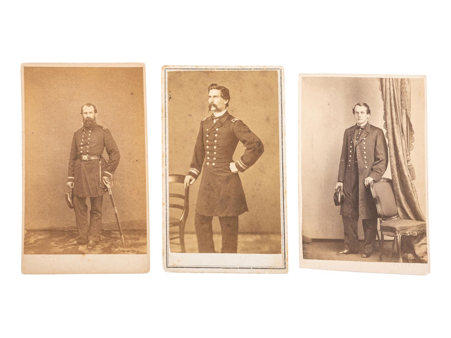 [CIVIL WAR]. A group of 3 CDVs of Brown Water Navy officers, incl. John W. Moore, Martin Duane, and Howard P. Gray.