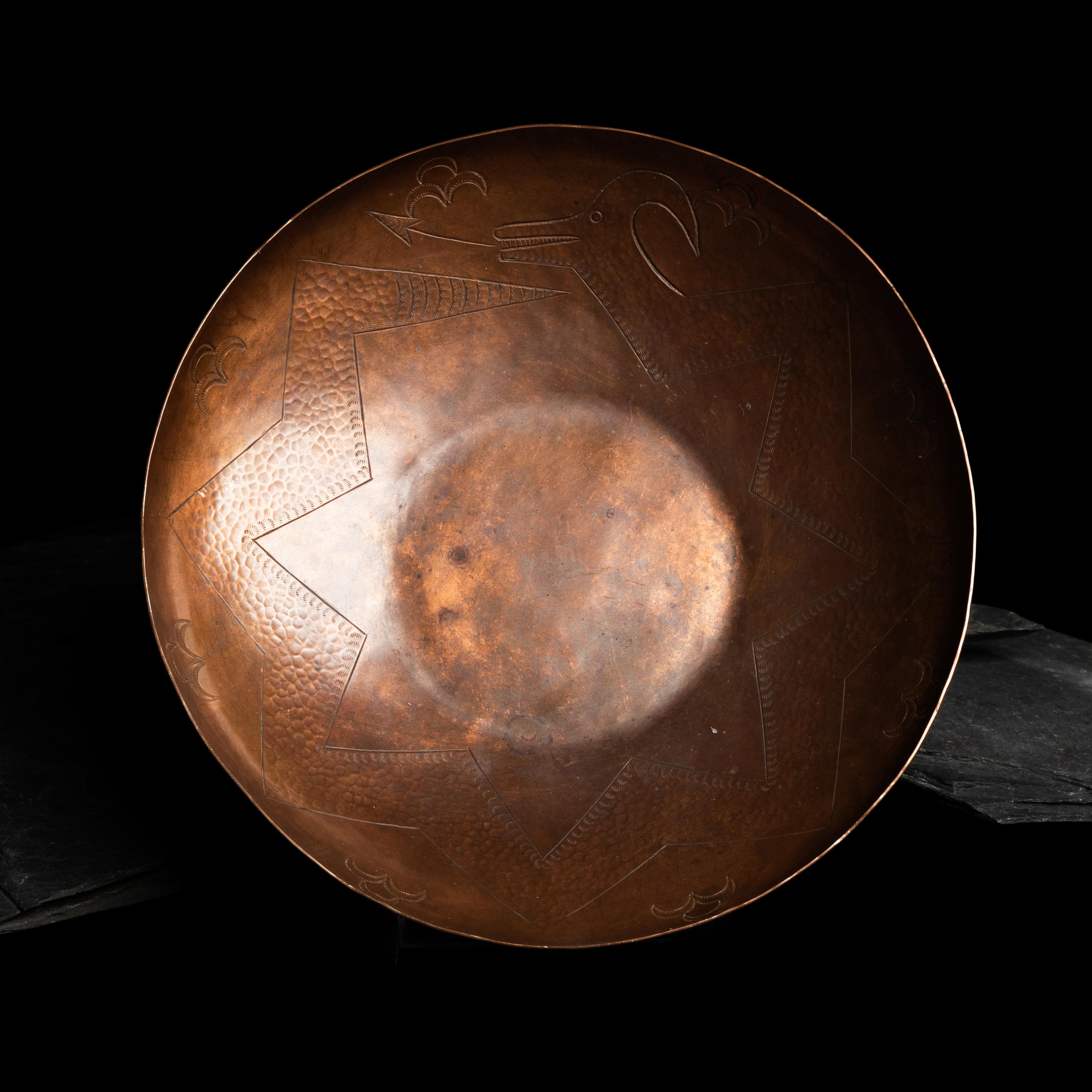 Awa Tsireh, Alfonso Roybal (San Ildefonso, 1898-1955) — Copper Bowl, with Avanyu