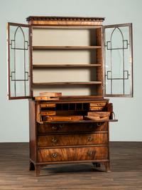 A George III Figured Mahogany Secretary Bookcase