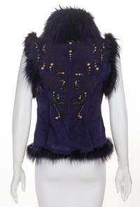 A Roberto Cavalli Royal Purple Suede and Fur Vest, Size 38.