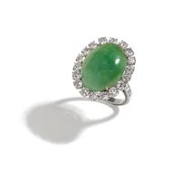 RUSER, JADE AND DIAMOND RING