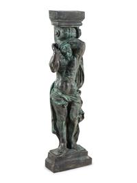 A Pair of Continental Cast Metal Figural Pedestals
