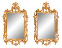 A Pair of Louis XV Style Gilt Mirrors Height 50 x width 29 inches. — 20TH CENTURY
