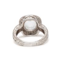 WHITE GOLD, GOSHENITE BERYL, AND DIAMOND RING AND CLIP EARRINGS
