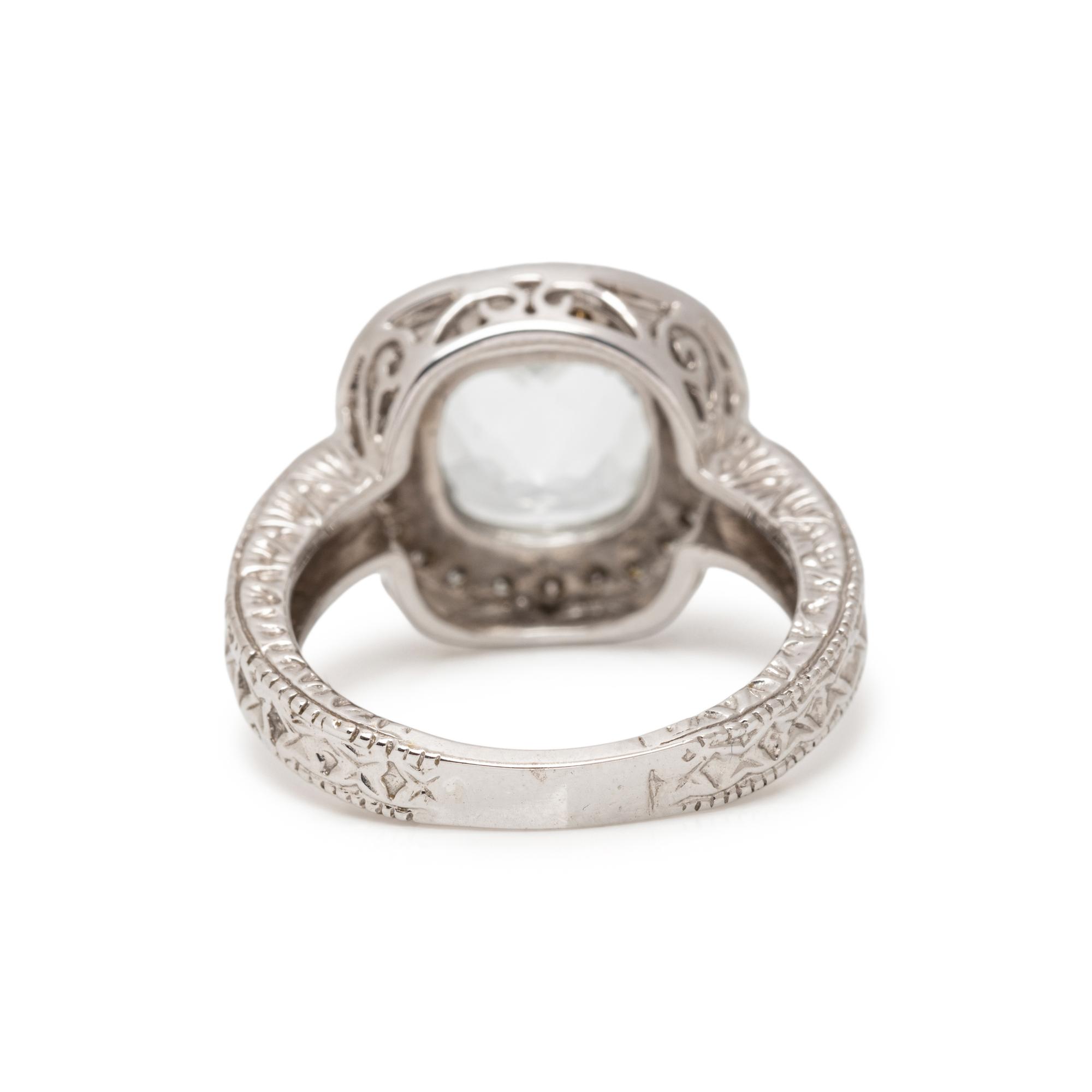 WHITE GOLD, GOSHENITE BERYL, AND DIAMOND RING AND CLIP EARRINGS