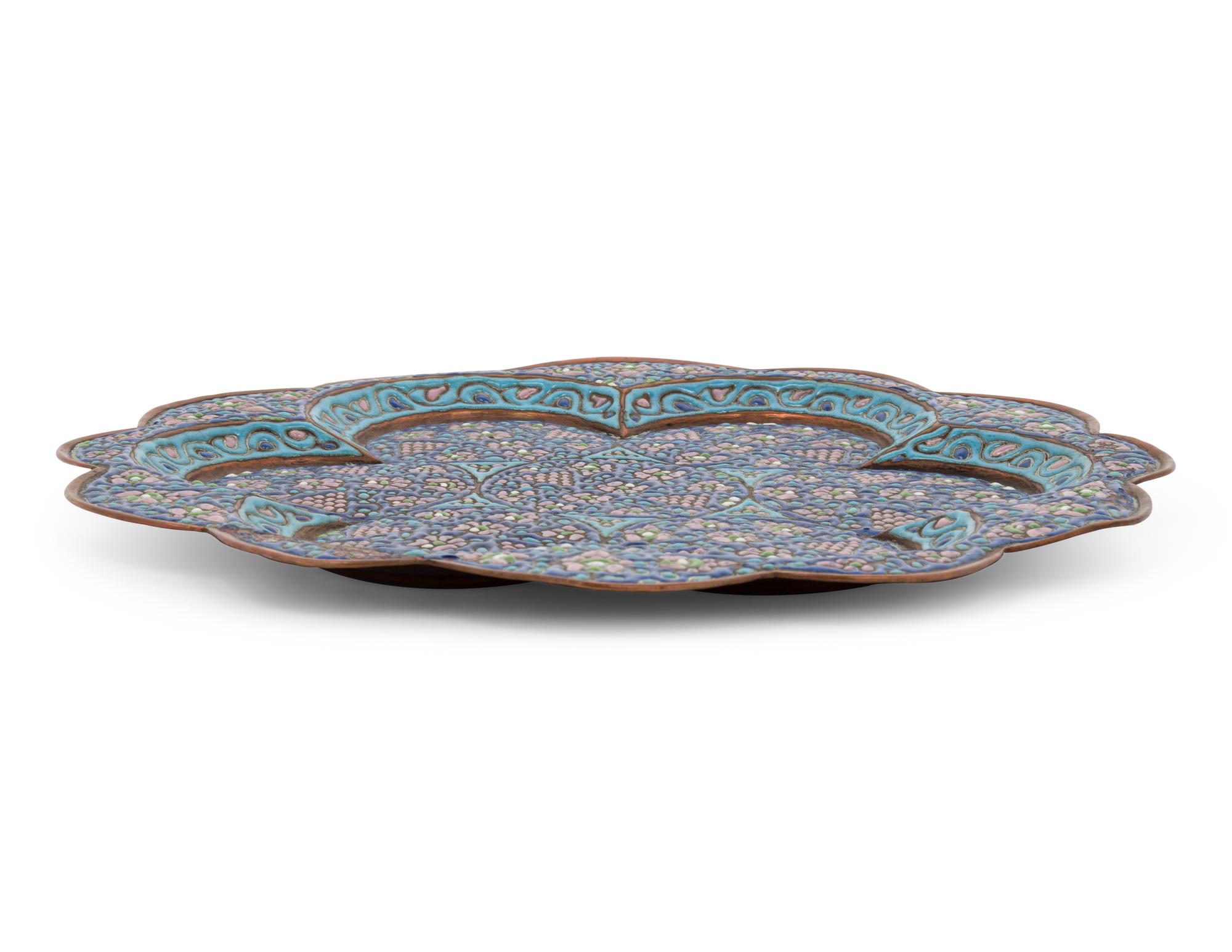An Islamic Cloisonné Enamel on Copper Platter