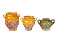 Seven French Glazed Terra Cotta Confit Jars