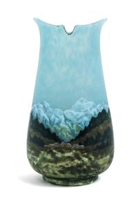 Daum, EARLY 20TH CENTURY, an enameled cameo glass vase, with landscape decoration