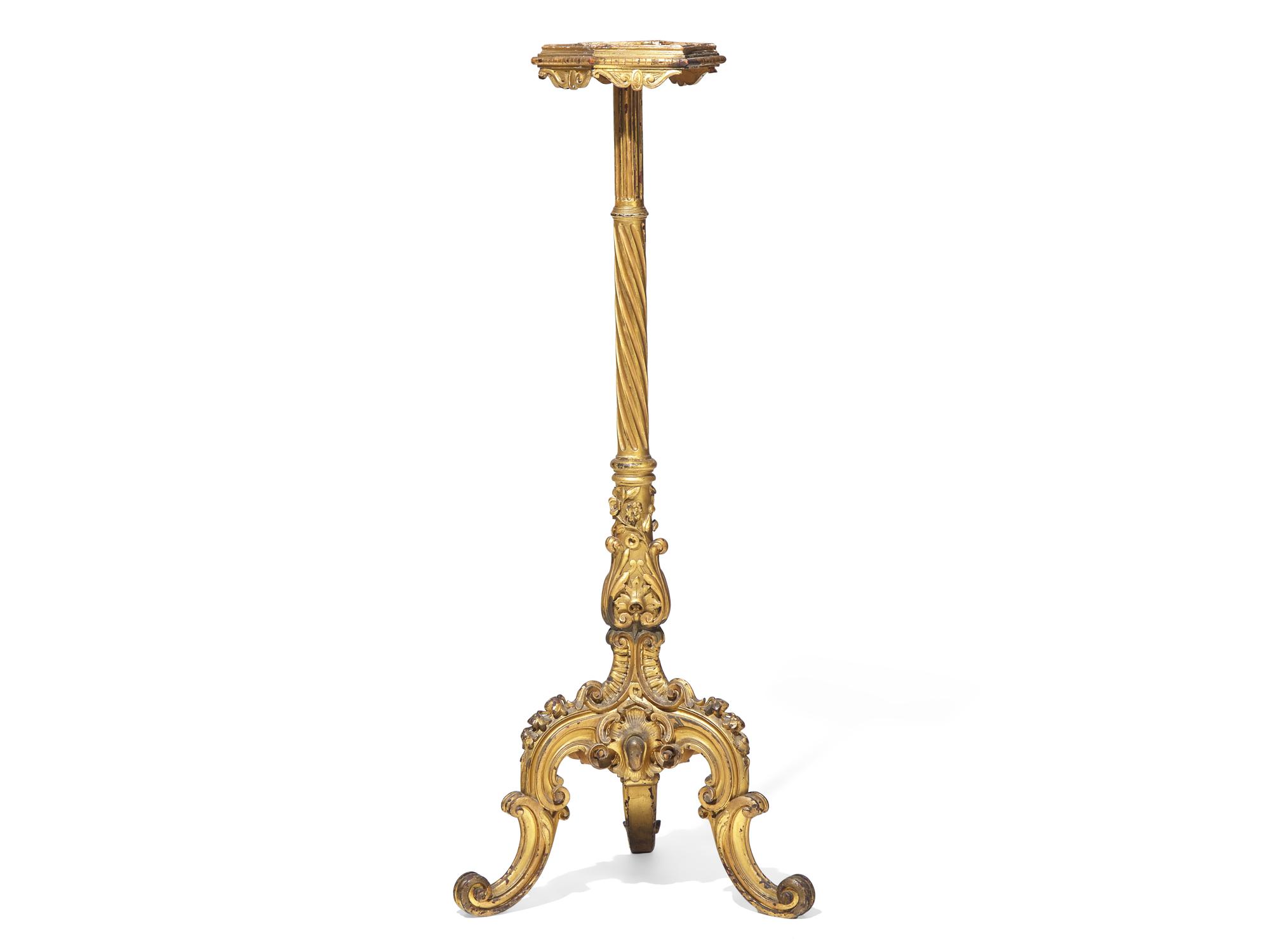 A Louis XV Style Carved Giltwood Jardiniere Pedestal