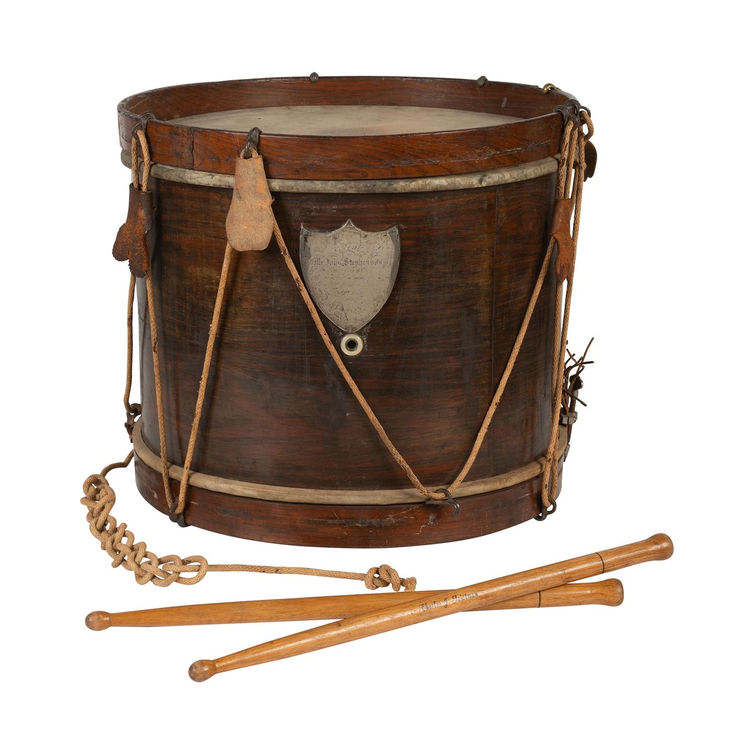 Civil War-era William Hall & Son Field Drum Presented to Priv. John Stephenson by Officers of the 48th NY Infantry