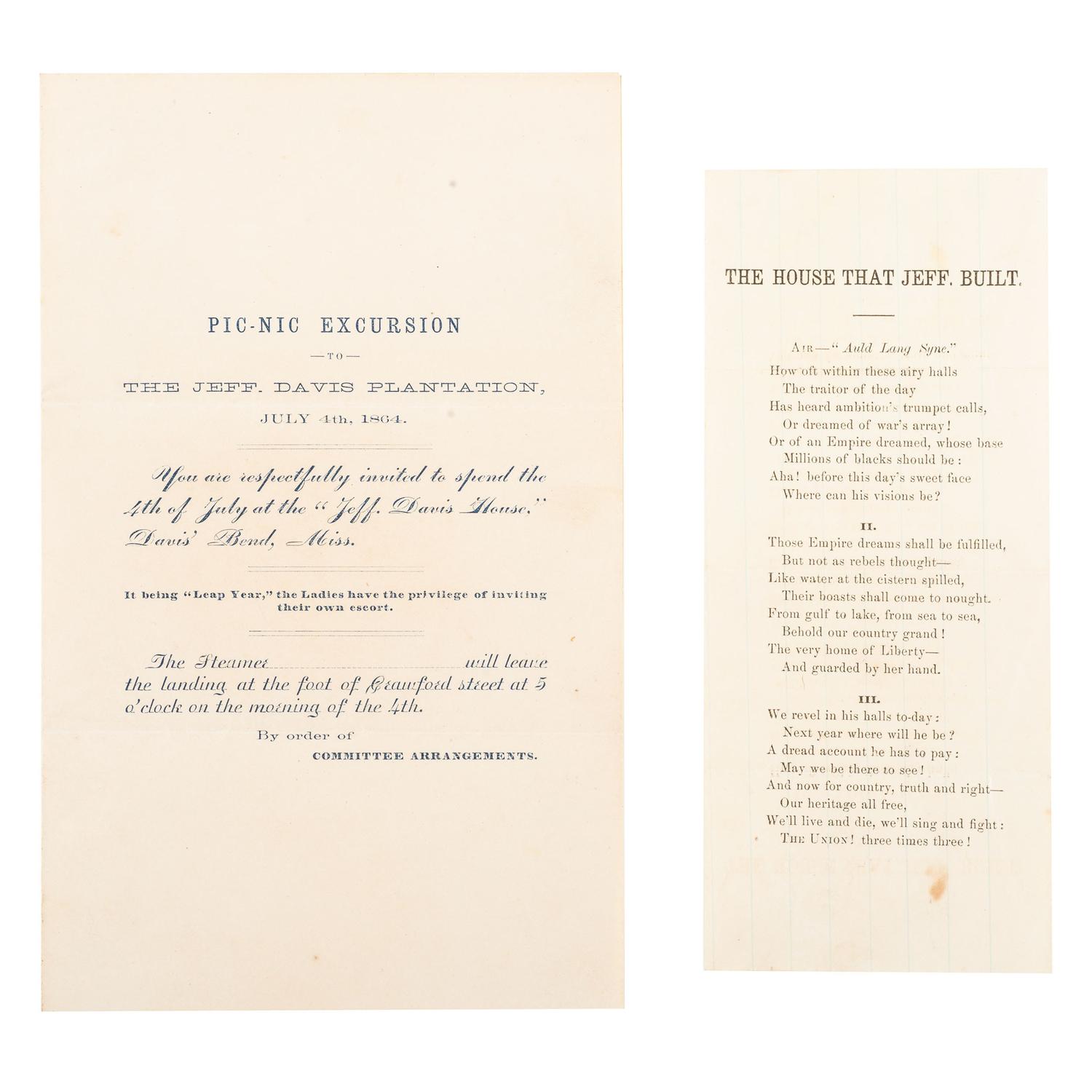 Miscellaneous Items Related to Jefferson Davis