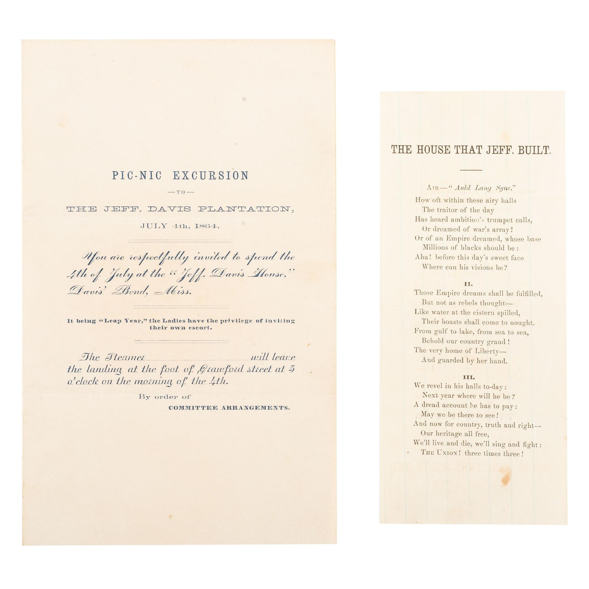 Miscellaneous Items Related to Jefferson Davis