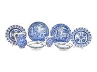 A Group of English Blue and White Porcelain Articles