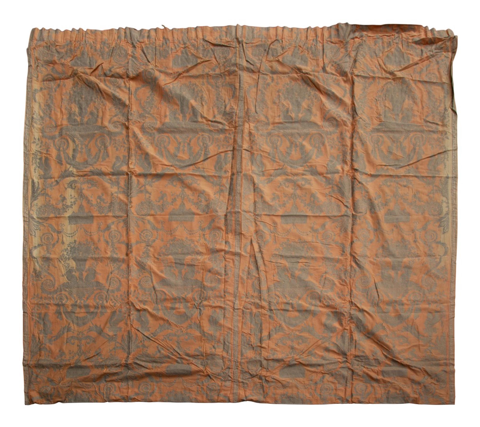 Two Pairs of Fortuny Printed Cotton Lamballe Pattern Drapes — 20TH CENTURY