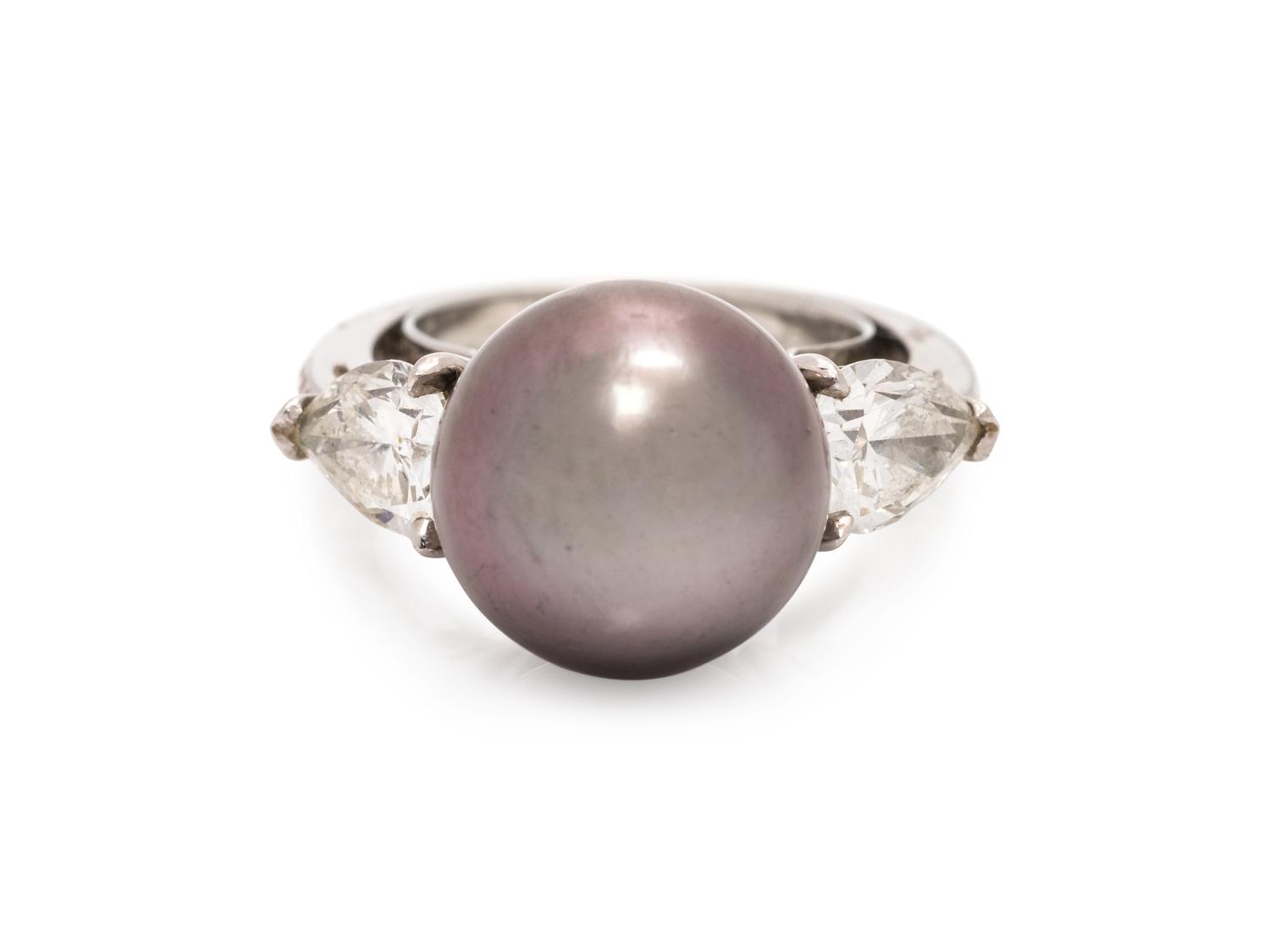 CULTURED PEARL AND DIAMOND RING