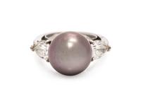 CULTURED PEARL AND DIAMOND RING