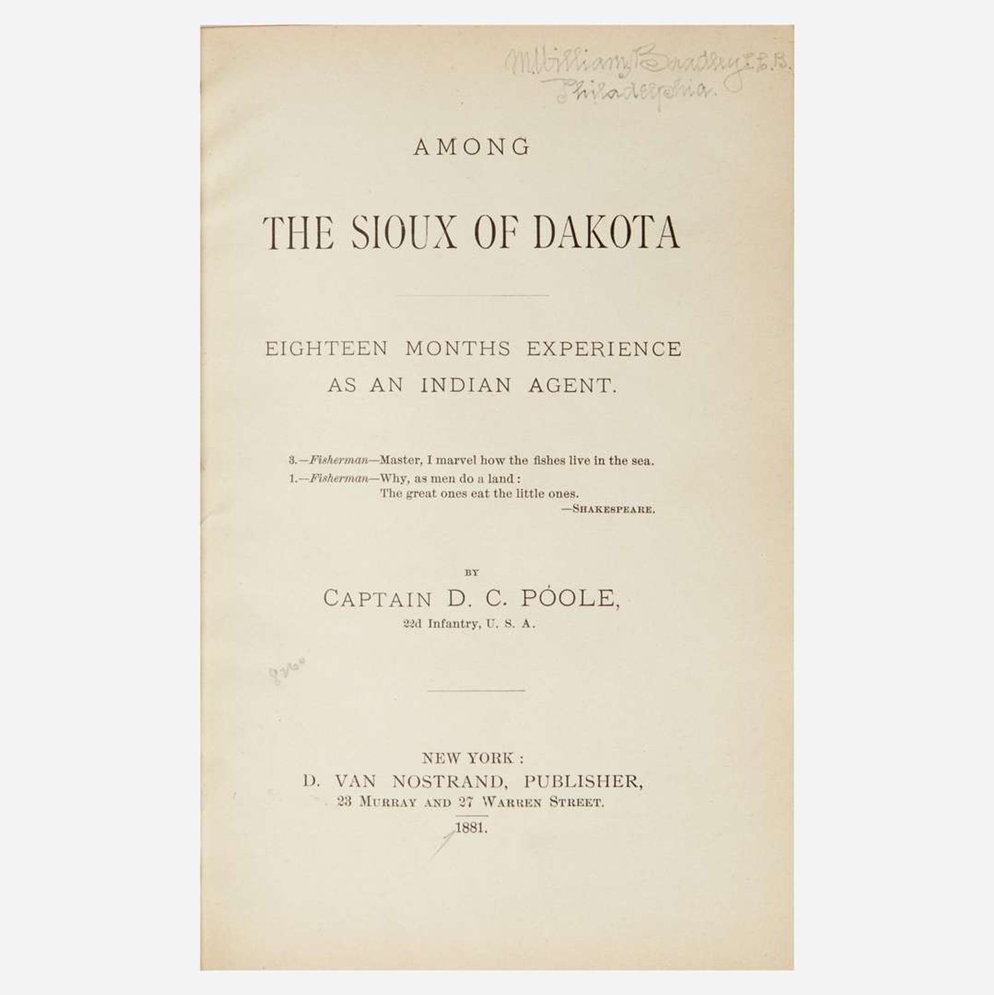 [Native-Americana] Poole, Captain D.C. Among the Sioux of Dakota...