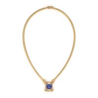 Yellow Gold, Tanzanite, and Diamond Necklace
