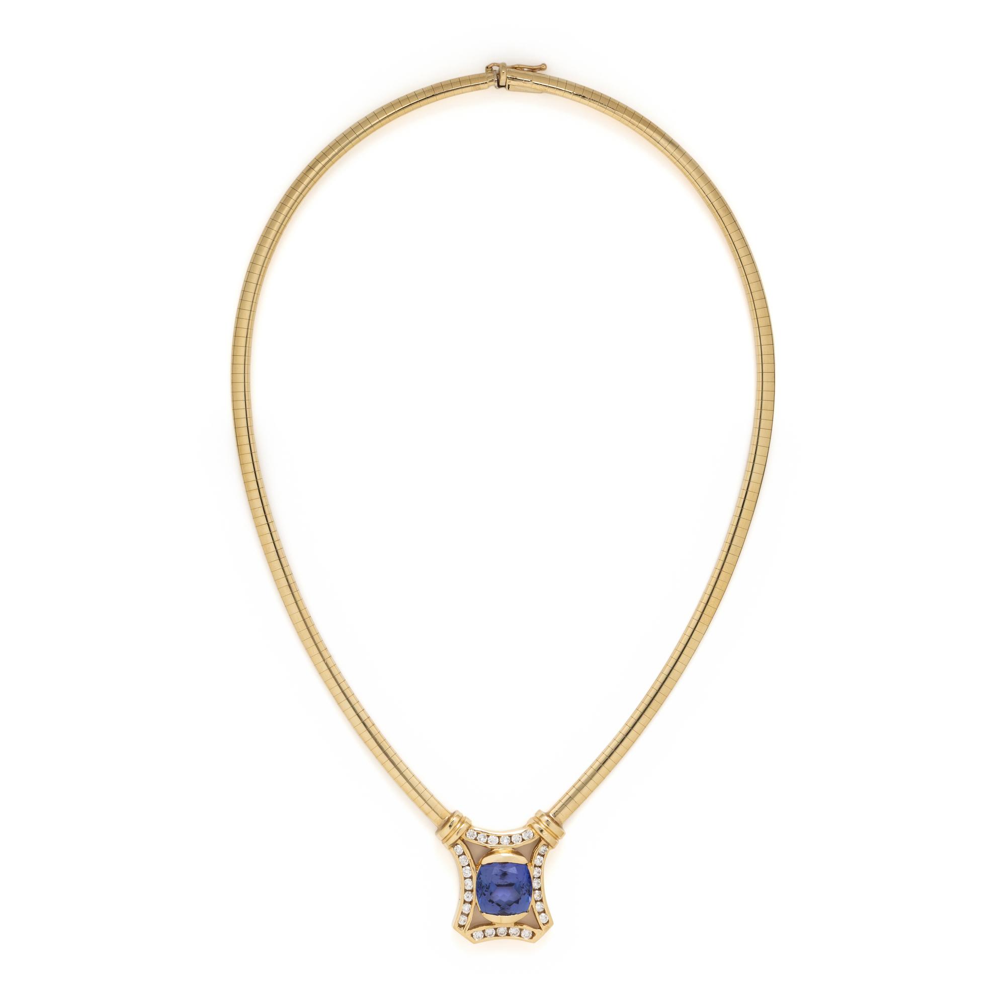 Yellow Gold, Tanzanite, and Diamond Necklace
