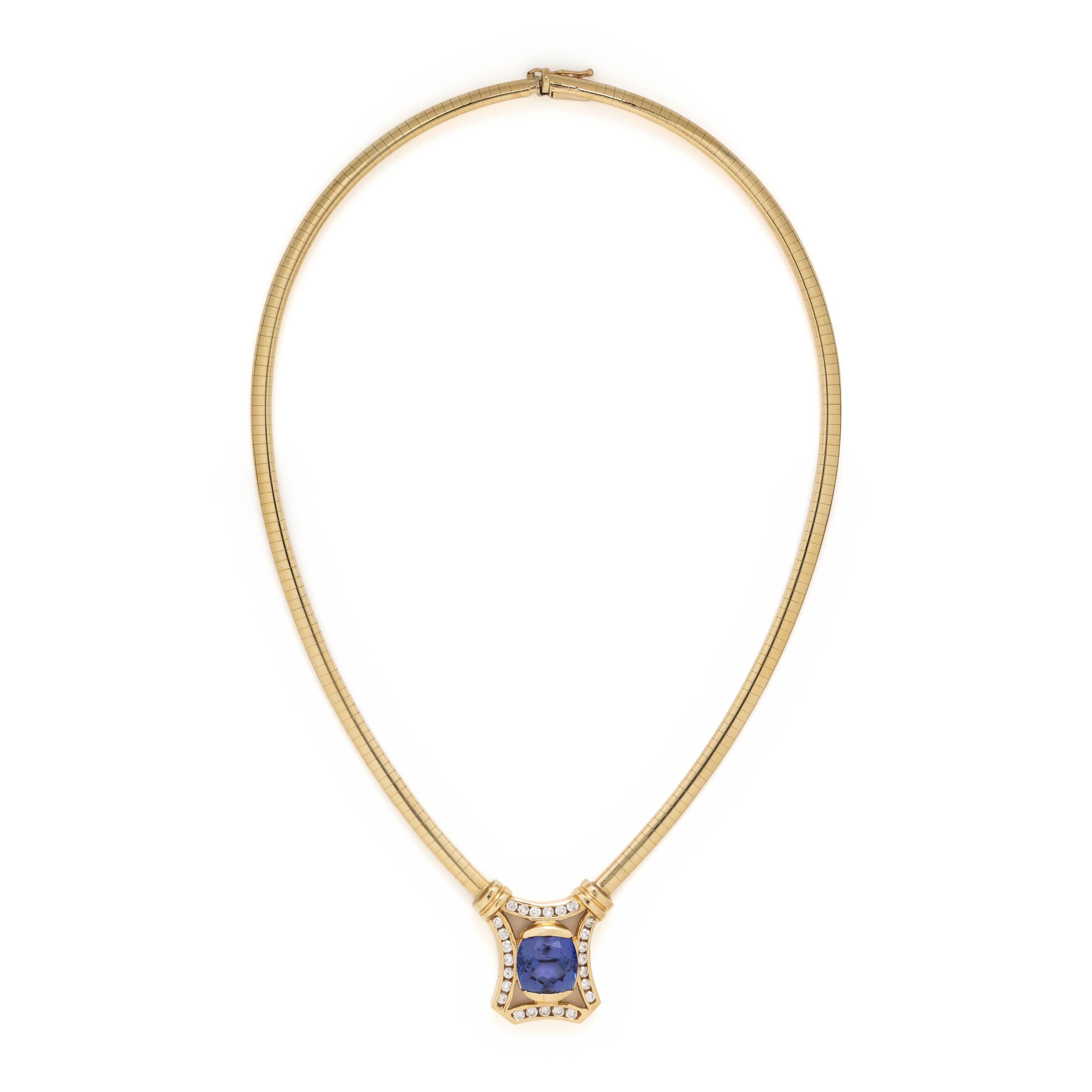 Yellow Gold, Tanzanite, and Diamond Necklace