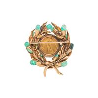 OWNED AND WORN BY JACQUELINE KENNEDY, EMERALD, YELLOW GOLD AND GREEK COIN BROOCH