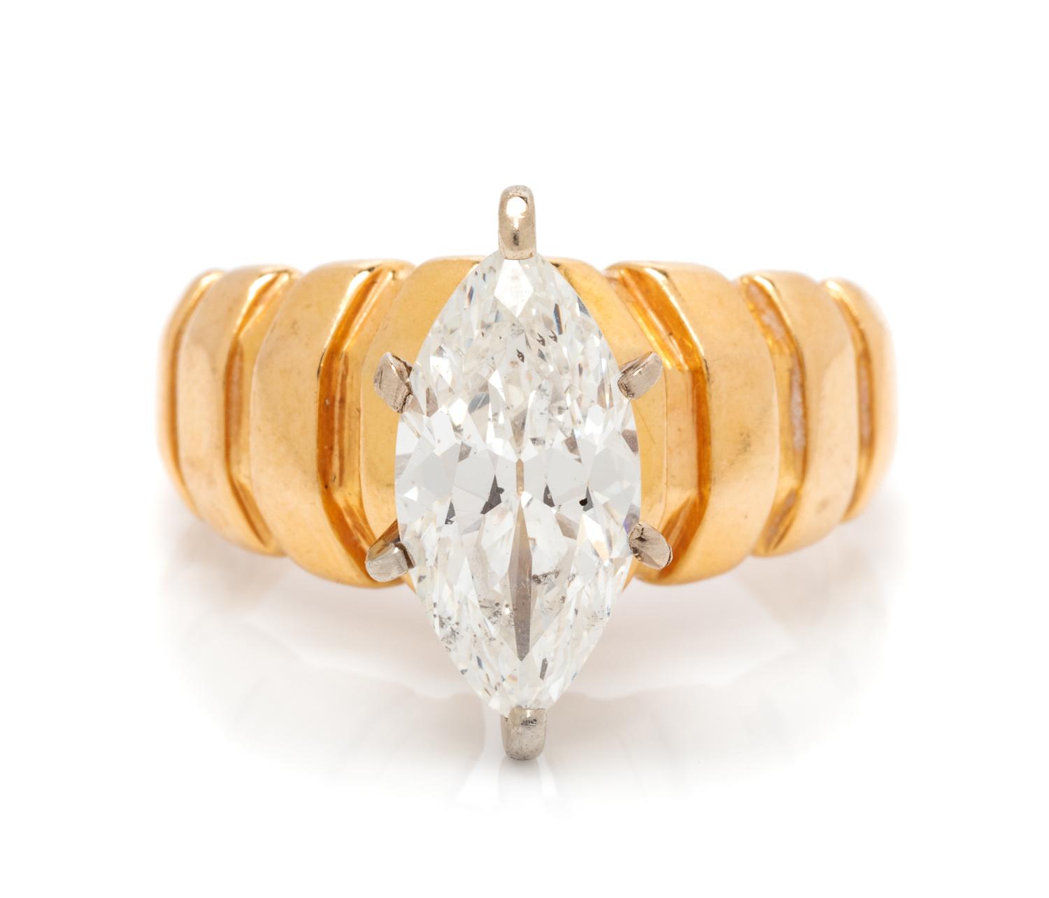 A 14 Karat Yellow Gold and Diamond Ring, 5.80 dwts.