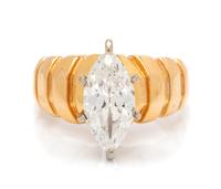 A 14 Karat Yellow Gold and Diamond Ring, 5.80 dwts.