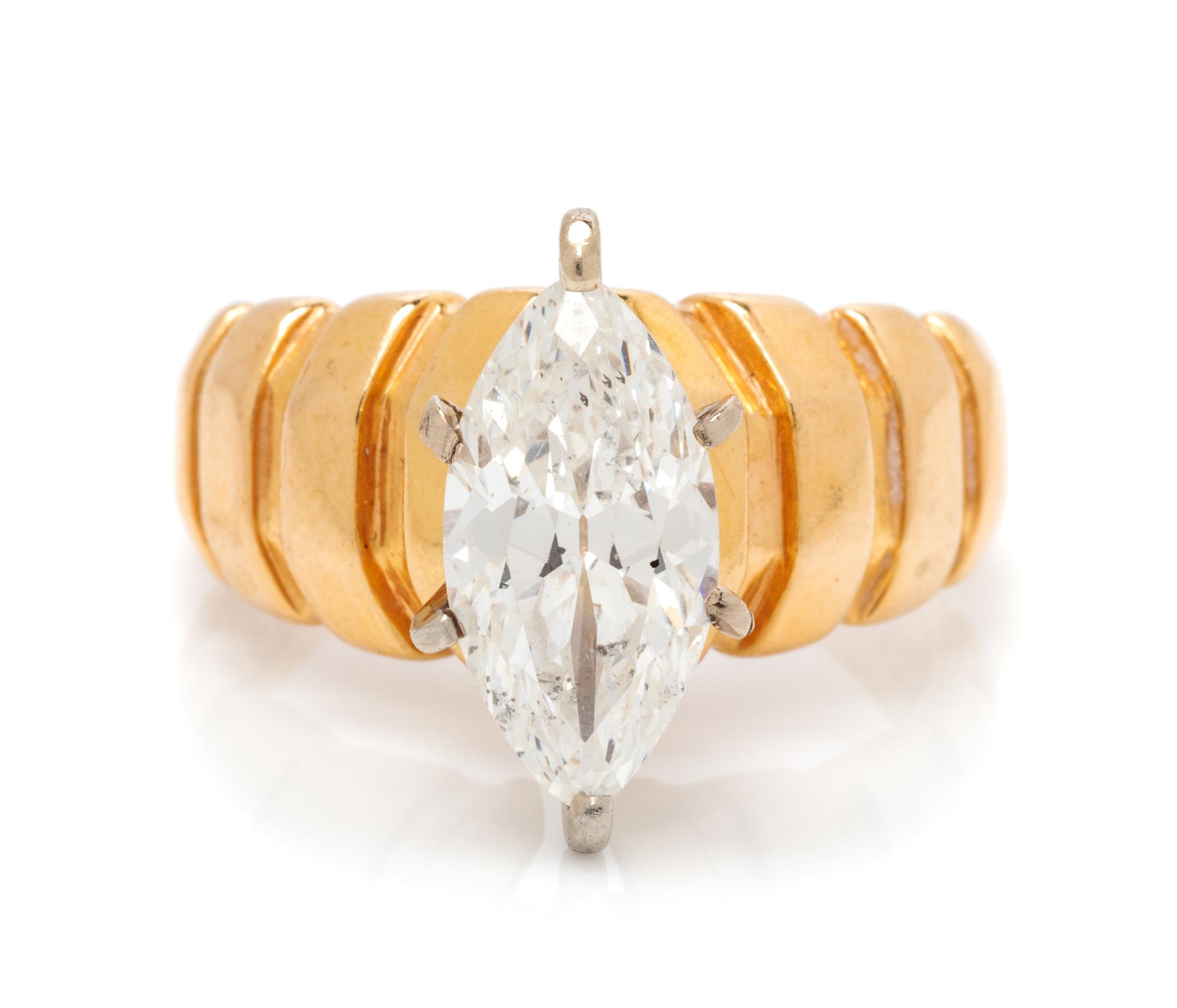 A 14 Karat Yellow Gold and Diamond Ring, 5.80 dwts.