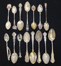 A Collection of Fifteen Silver Souvenir Spoons Length of longest 5 3/4 inches. — 20th Century