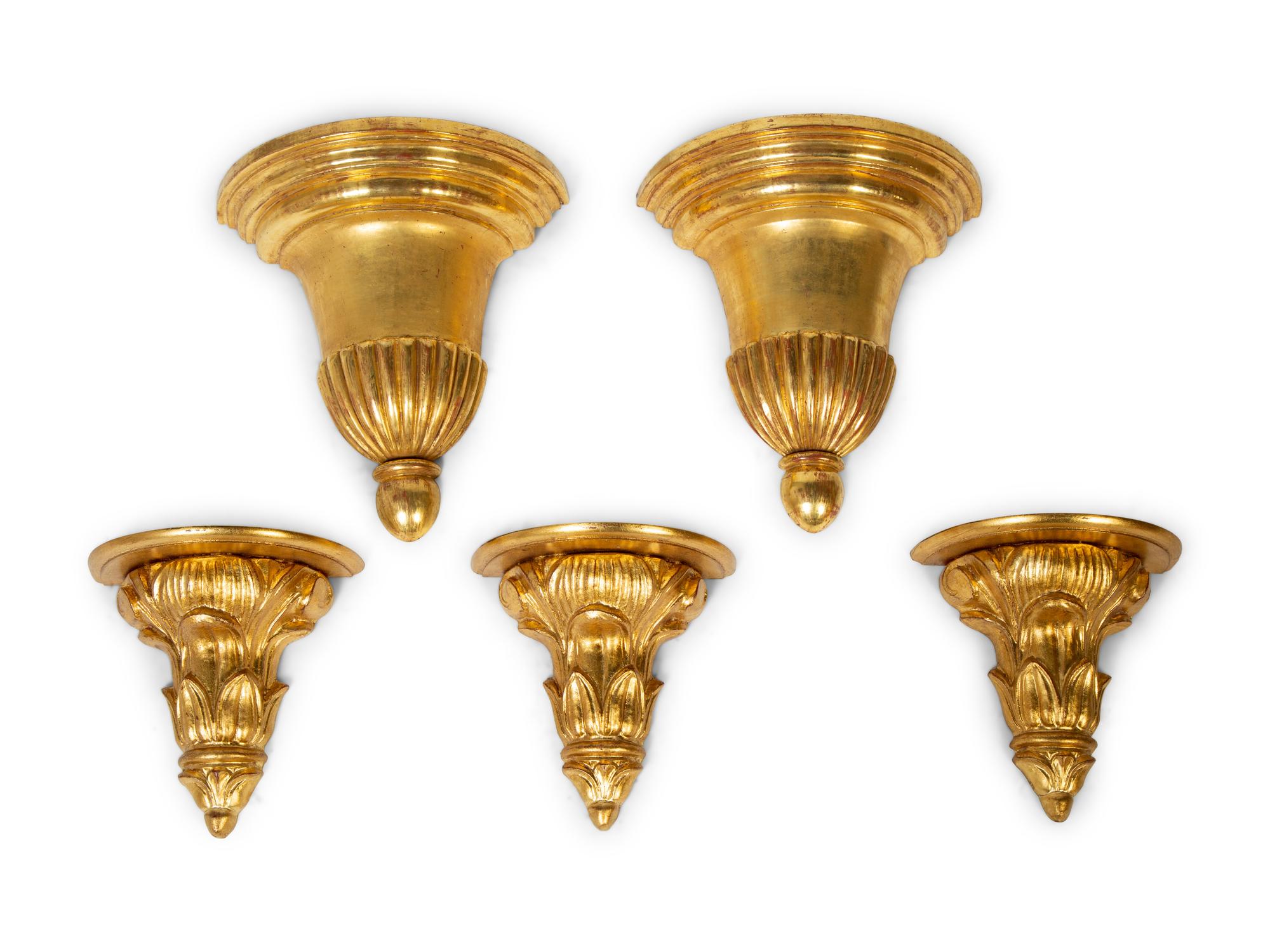 A Group of Five Italian Carved Giltwood Wall Brackets — 20TH CENTURY