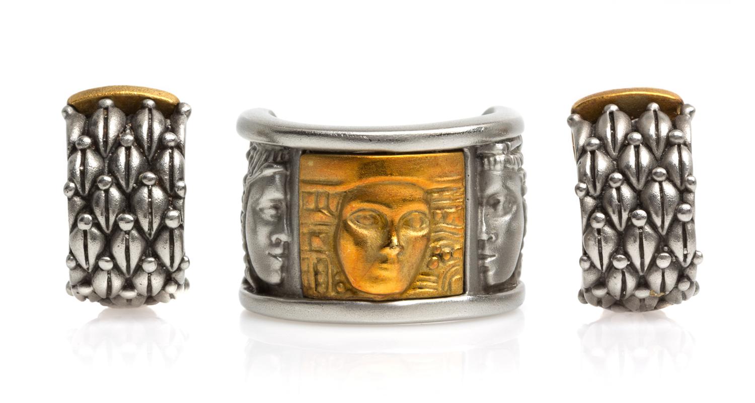 A Steel and 18 Karat Yellow Gold Woman of the World Demi Parure, Kieselstein-Cord, 17.50 dwts.