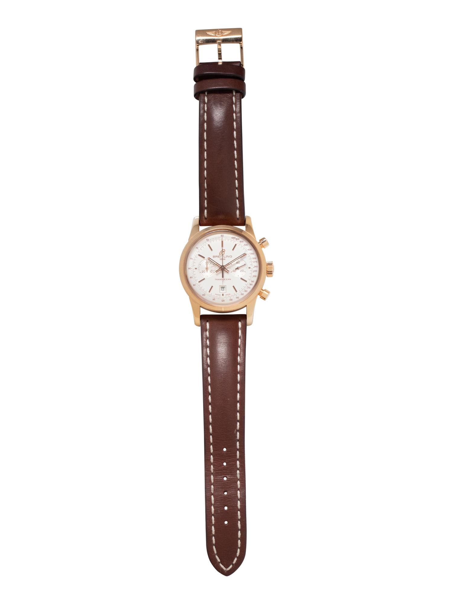 BREITLING, REF. R41310 18K ROSE GOLD 'TRANSOCEAN' CHRONOGRAPH WATCH