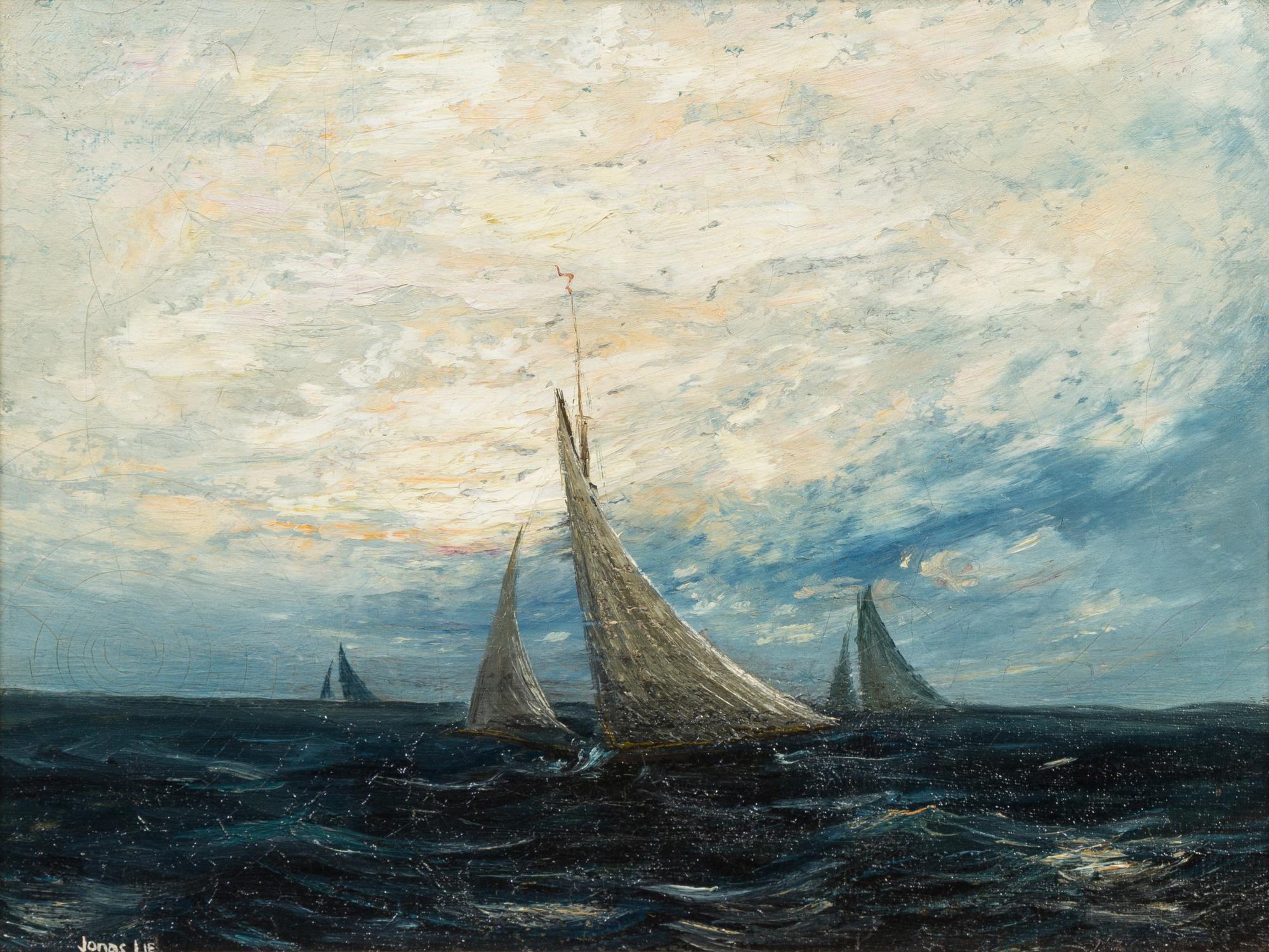 Attributed to Jonas Lie, (American, 1880-1940), Sailing Ships in Open Sea