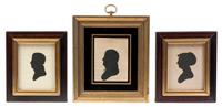Three Profile Hollow Cut Silhouettes, The Peale Museum, Height of largest 8 x width 7 inches.