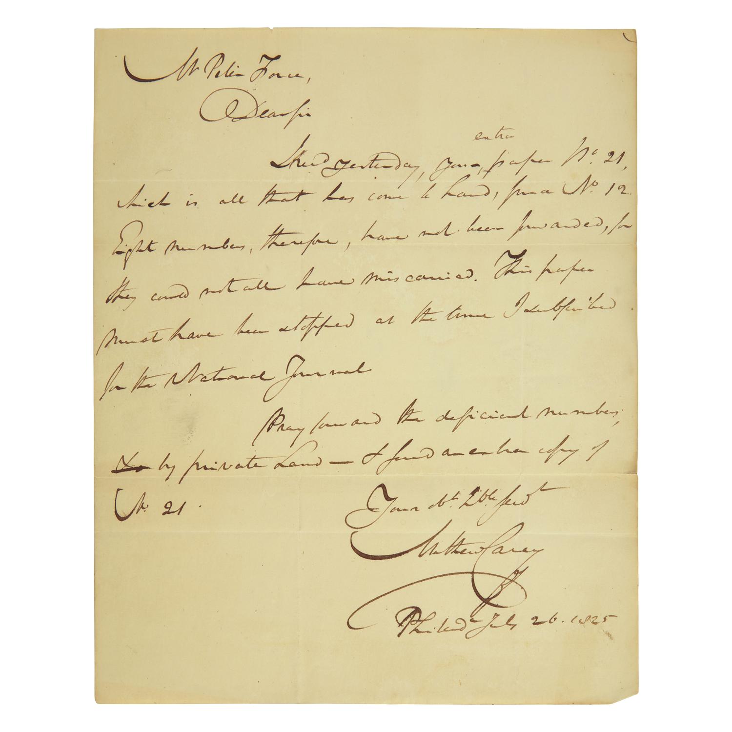 [American Revolution] Force, Peter, Autograph Letter, signed, etc.