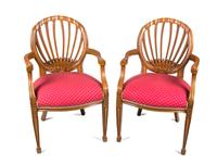 A Set of Six Walnut Dining Chairs Height 38 1/2 inches. — 20TH CENTURY