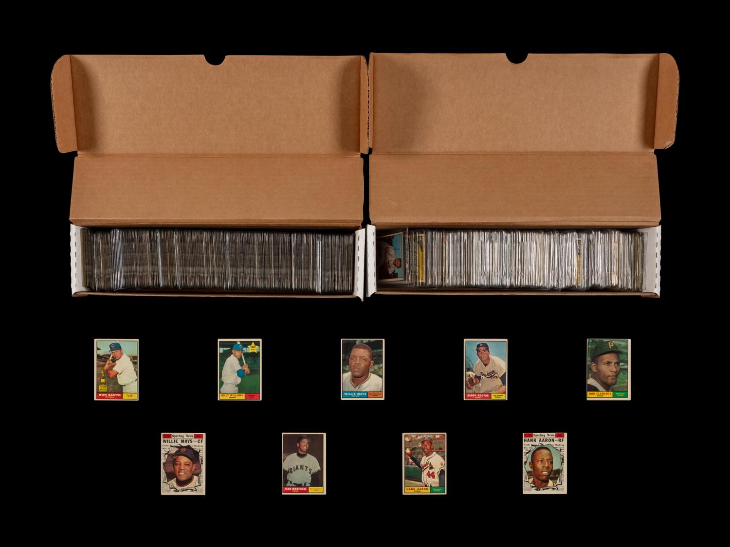 A Complete Set Of 1961 Topps Baseball Cards (587/587) including SGC Graded Mickey Mantle Cards