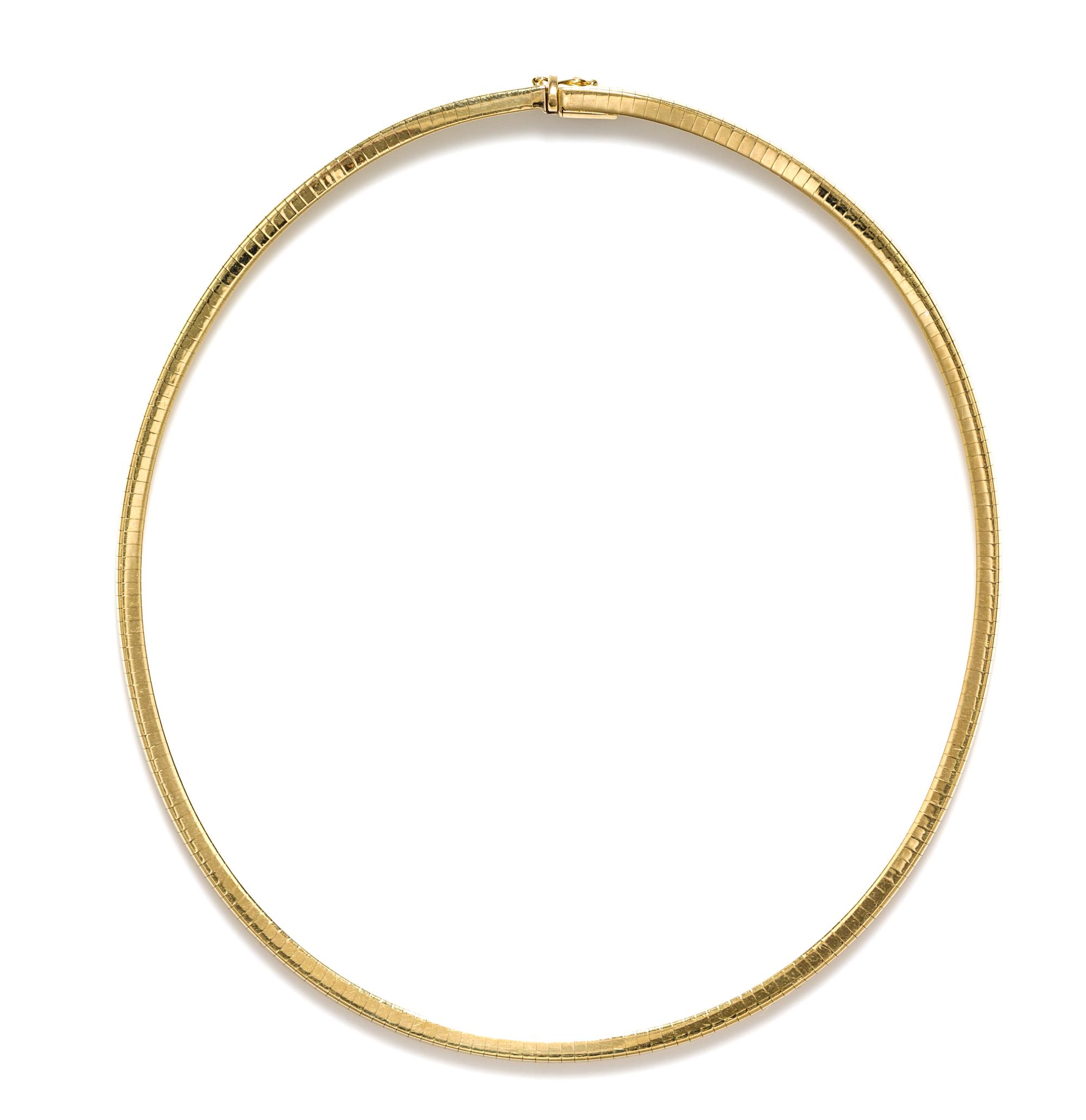 An 18 Karat Yellow Gold Triangular Omega Necklace, 27.38 dwts.