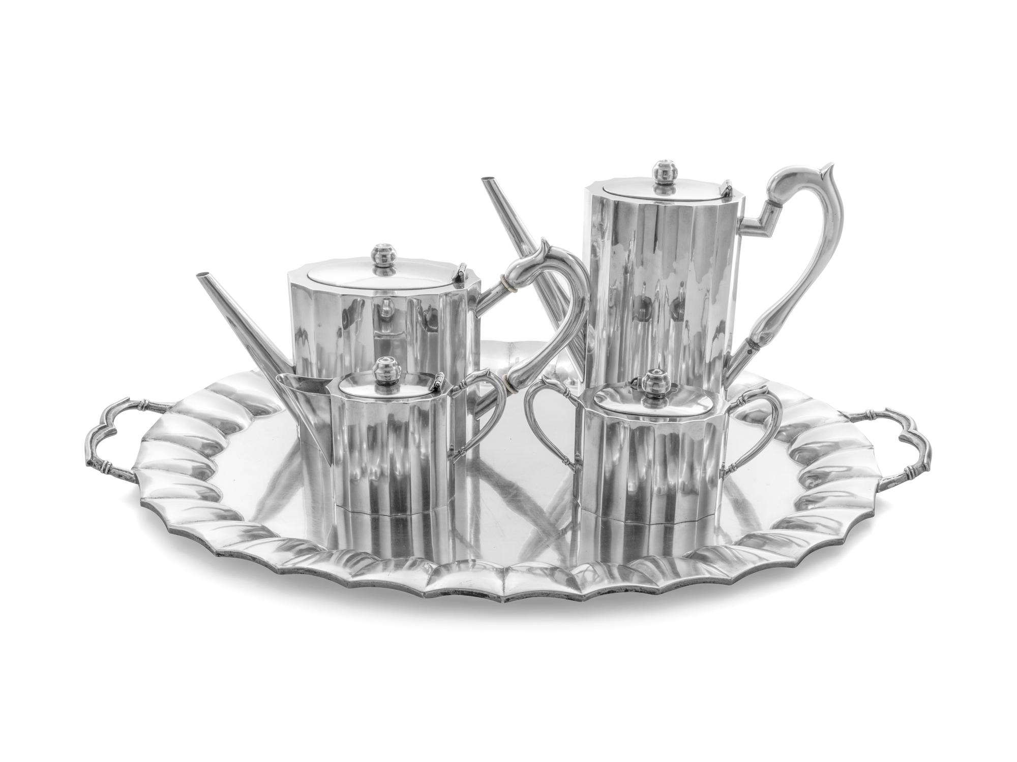 A Mexican Five-Piece Silver Tea Service