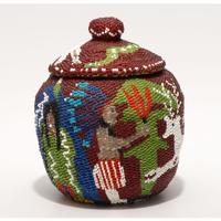 Paiute Pictorial Beaded Basket