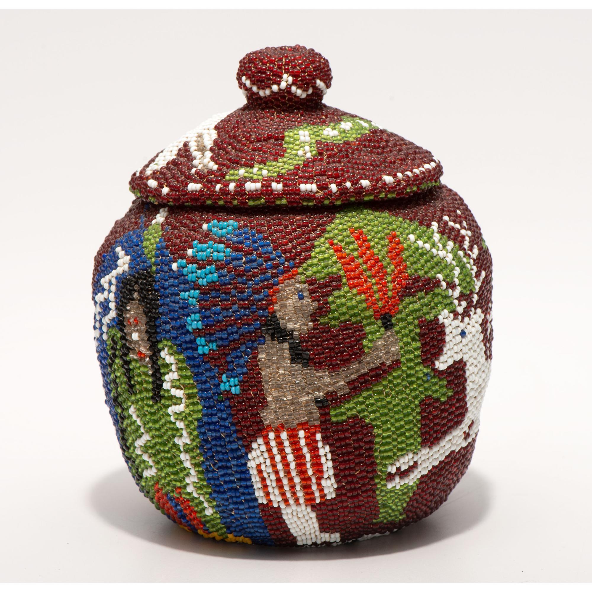 Paiute Pictorial Beaded Basket