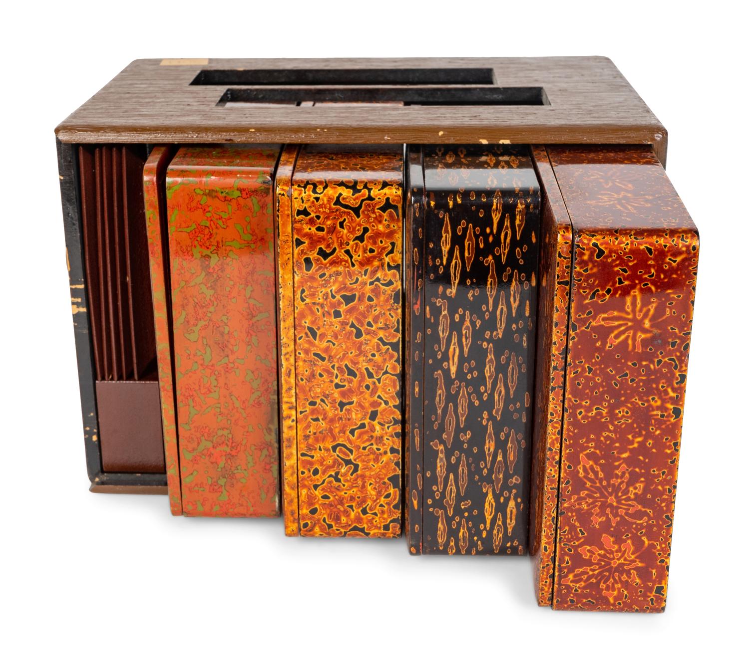 Five Japanese Lacquer Bento Boxes and Accessories in a Painted Wood Carrying Case — 20TH CENTURY
