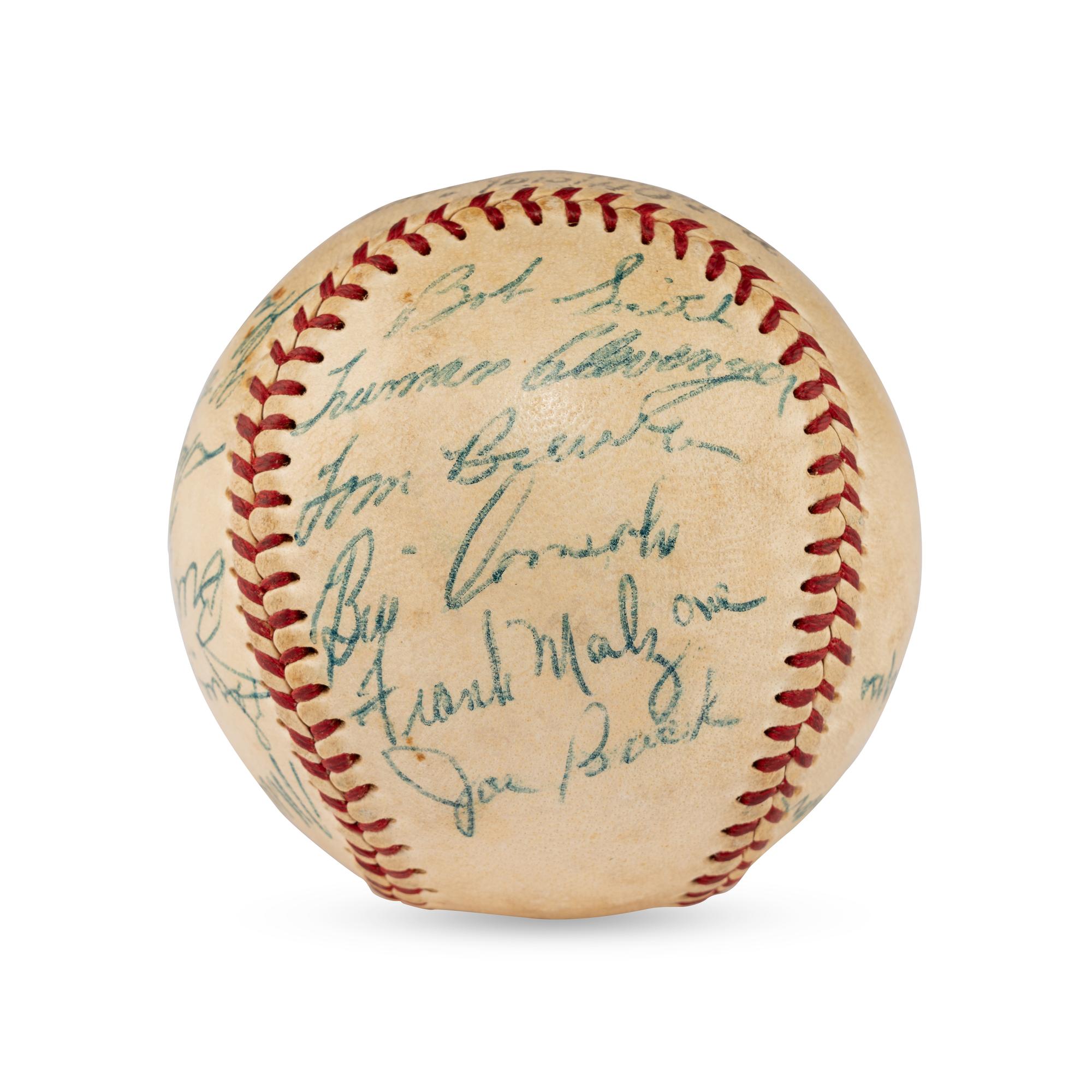 A 1955 Boston Red Sox Team Signed Autograph Baseball