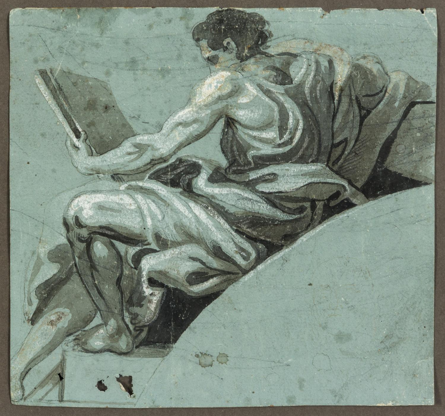 Lombard School, (17th Century), A Prophet (study for an overdoor)