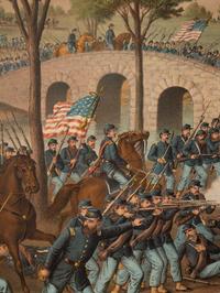 A group of 3 Kurz & Allison lithograph prints depicting battles of the American Civil War, comprising: