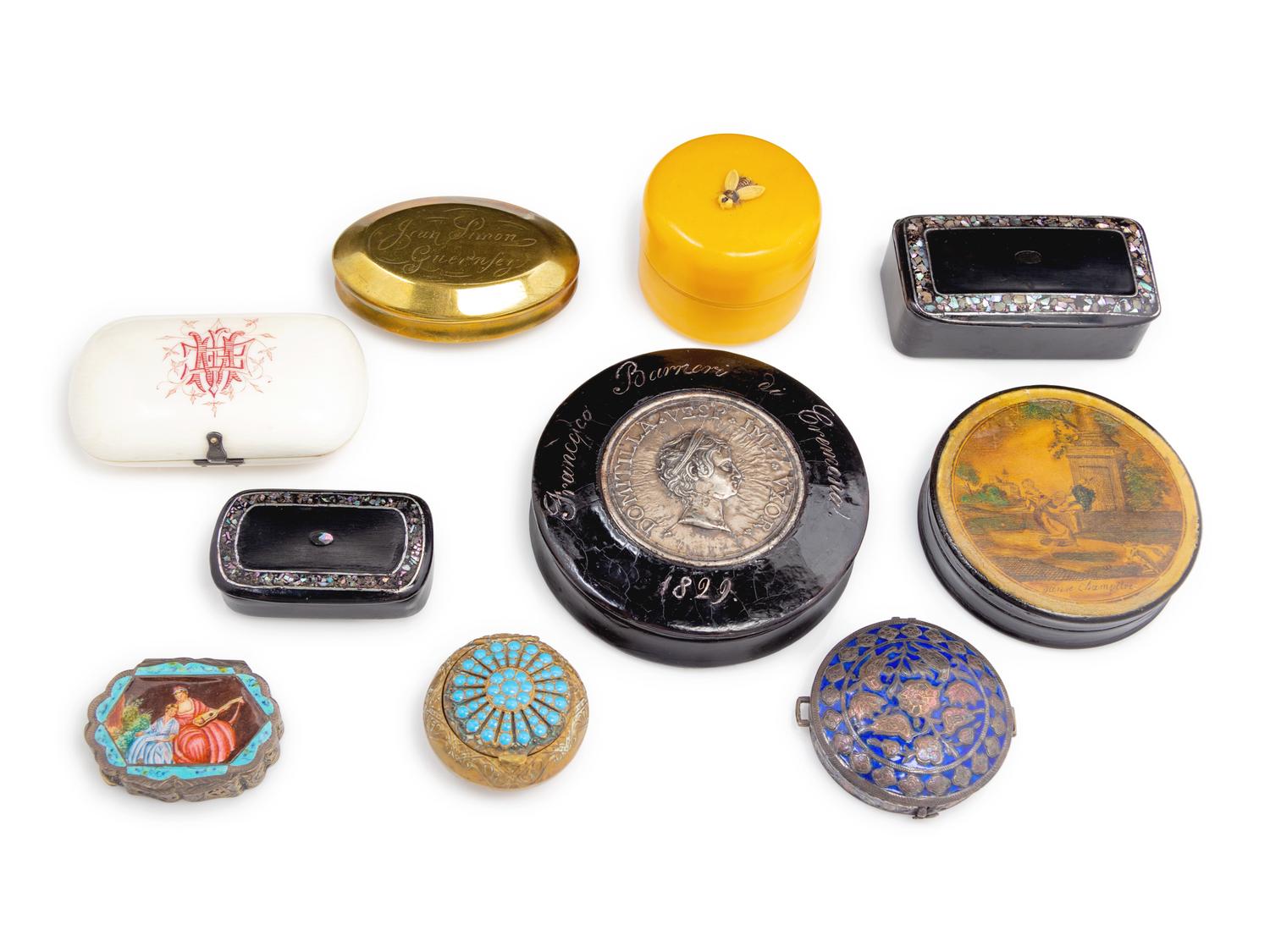 A Collection of Ten Continental Snuff Boxes