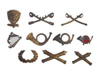 A group of 10 reproduction Civil War insignia. [Ca 1960s].