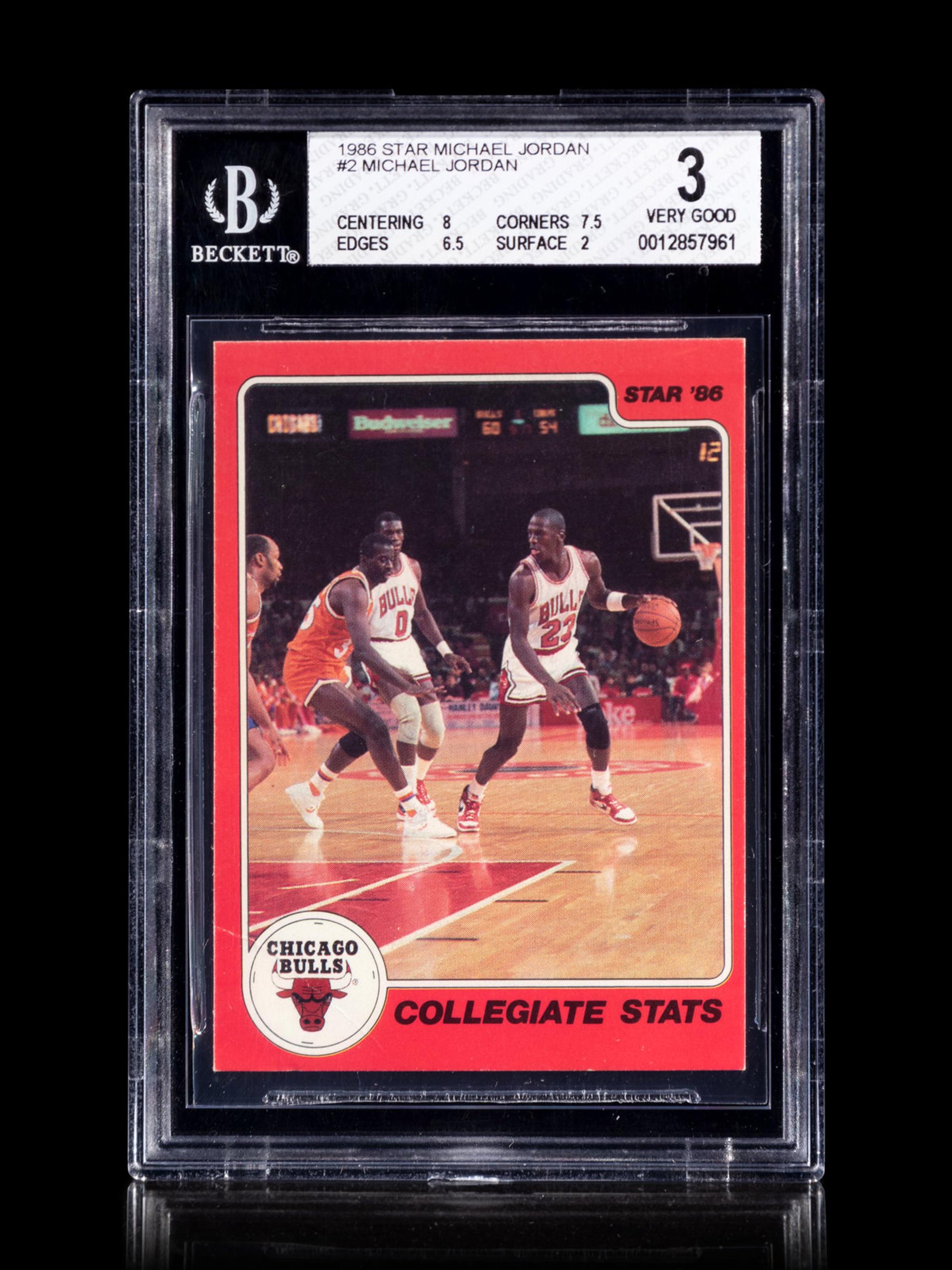 A 1986 Star Michael Jordan Set Break Basketball Card No. 2 Collegiate Stats BGS 3 Very Good