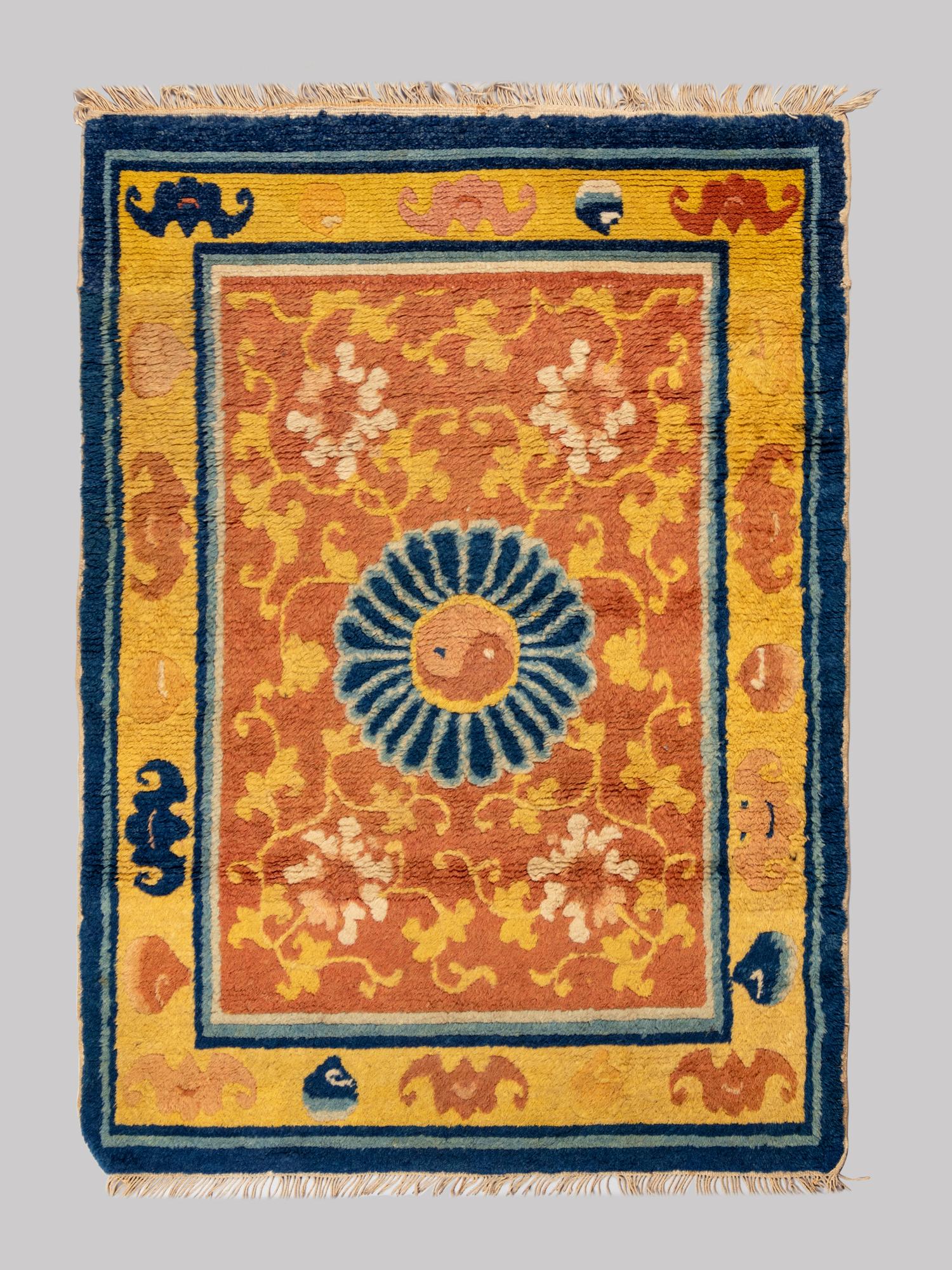 A Ningshia Wool Temple Runner and Two Ningshia Mats